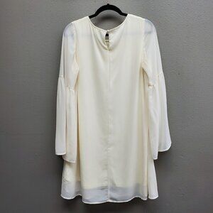 Soieblu Dress Womens Large Ivory Lace Bell Sleeve Boho Floral Embroidered Mini